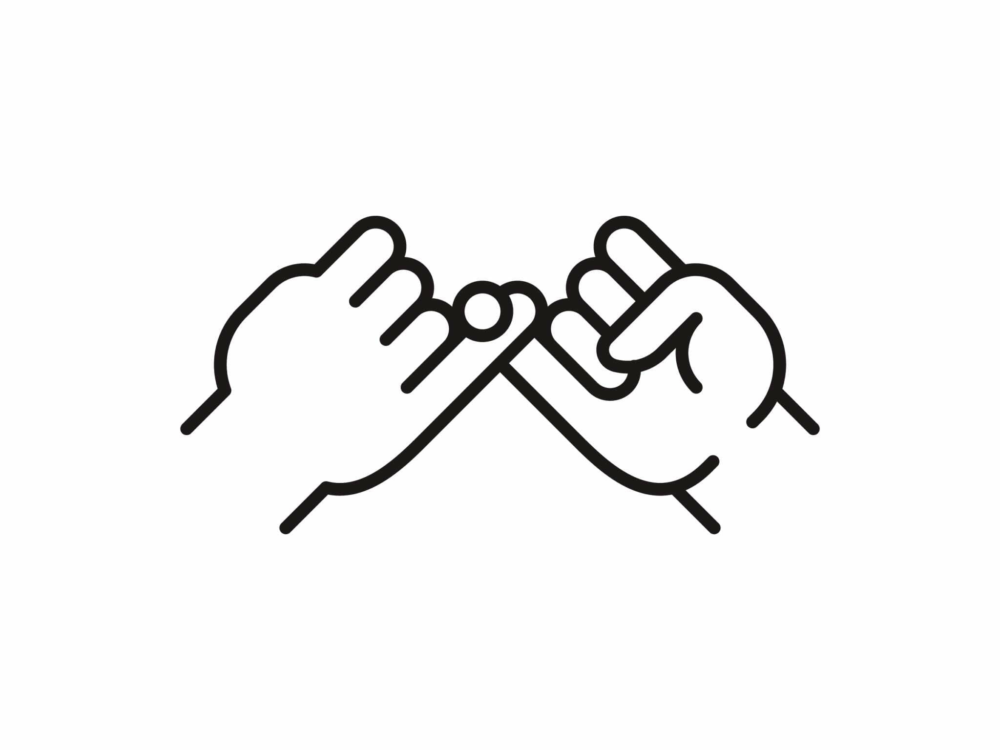 韓国のジェスチャーをするペアの手。