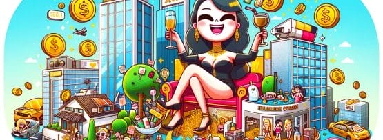 「韓国」というキーワードをフィーチャーした、ワインを飲みながら椅子に座る女性の漫画。