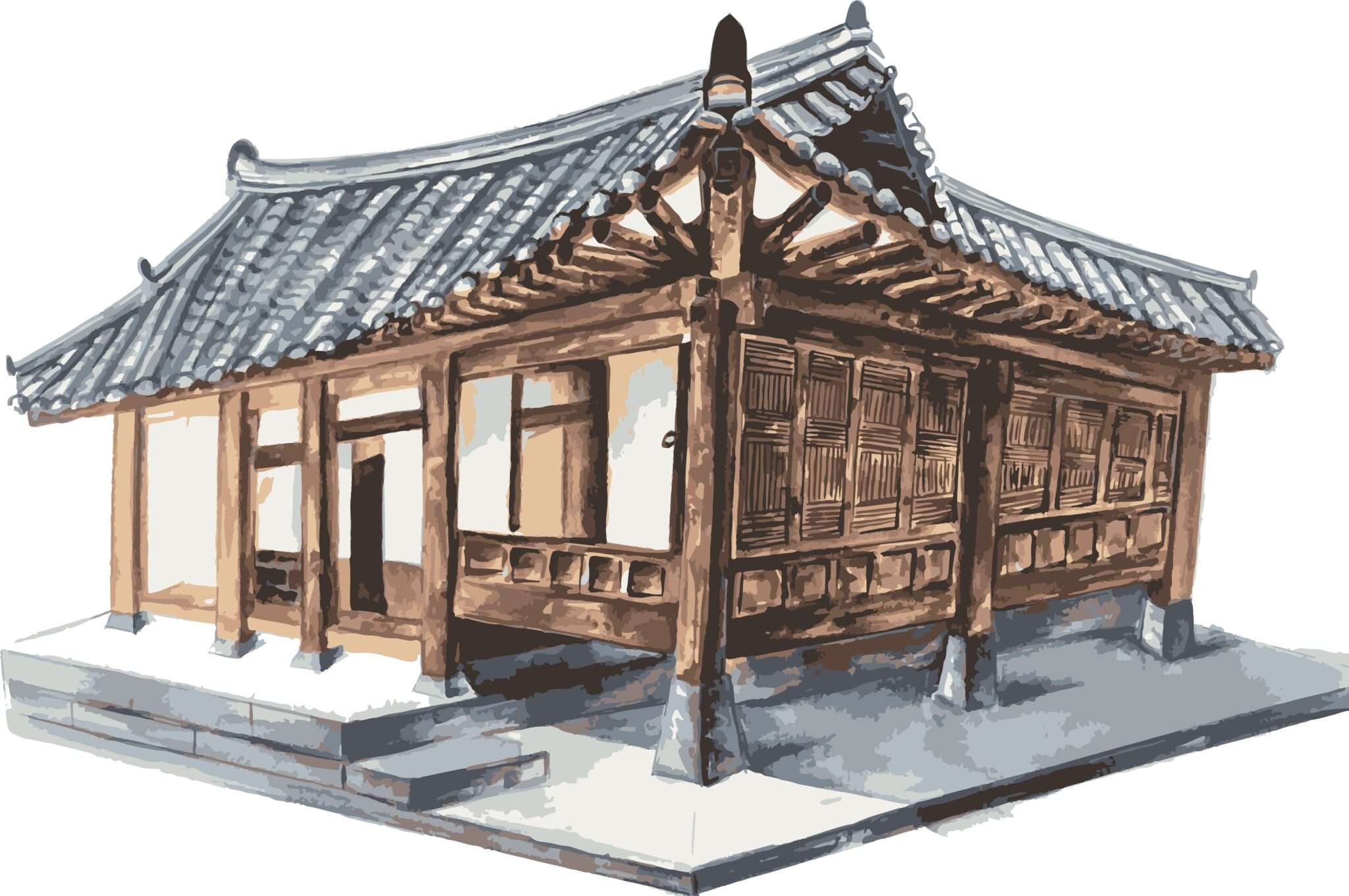 韓国風の家のイラストです。