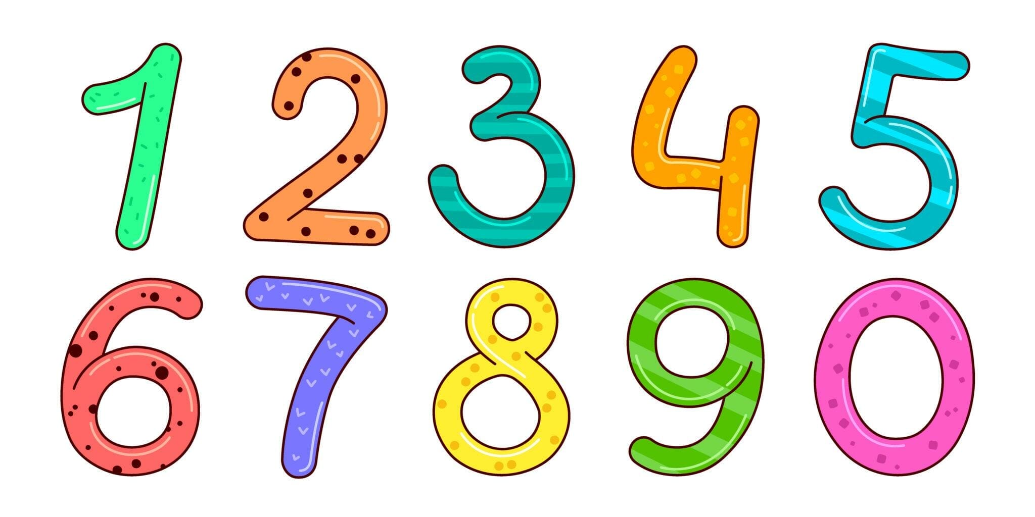 韓国の白い背景にカラフルな数字のセット。