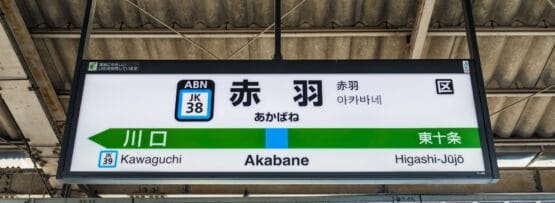 赤羽駅の駅名標には、川口と東十条への行き先が記載されています。通勤に最適なこのエリアには、個人に合わせた韓国語レッスンに興味のある方向けの韓国語教室マンツーマンもあります。.