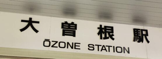 標識には「大曽根駅」と書かれており、その上には日本語の文字が目立つように表示され、大曽根の賑やかな中心部を旅する人々を案内しています。.