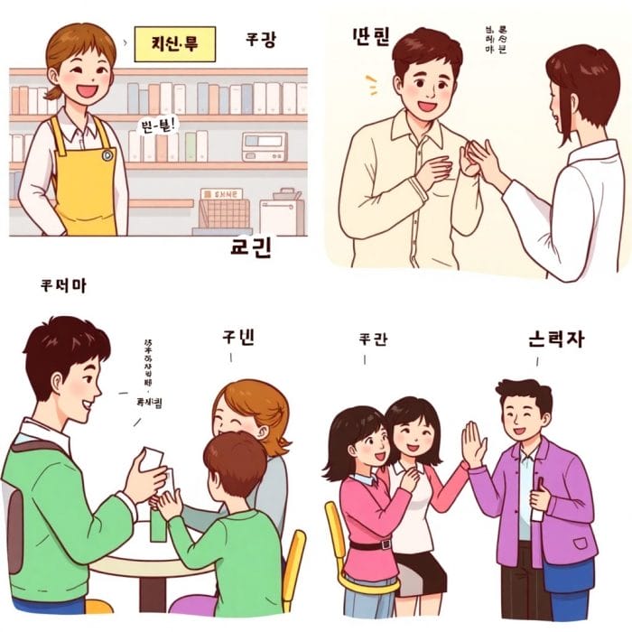 様々な挨拶シーンのコラージュイラスト