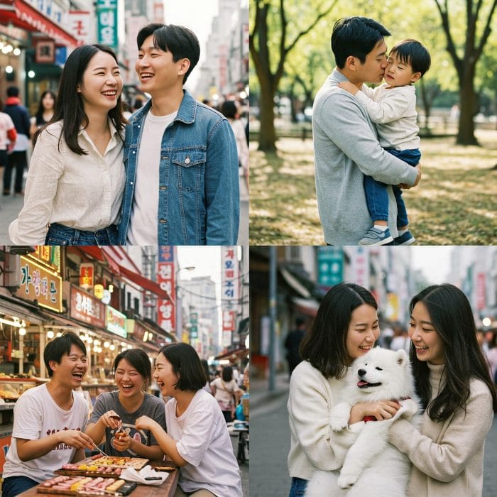 家族、友人、恋人同士など、様々な関係性の人々