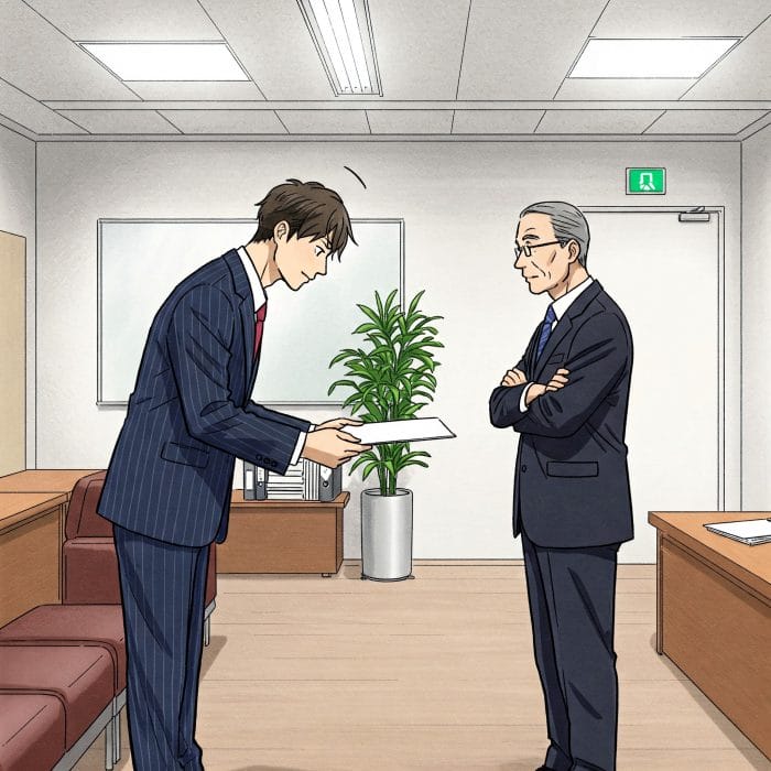 ビジネスシーンで上司に謝罪する様子