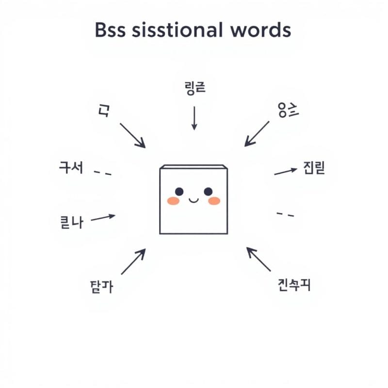 韓国語の上下左右前後を示すイラスト