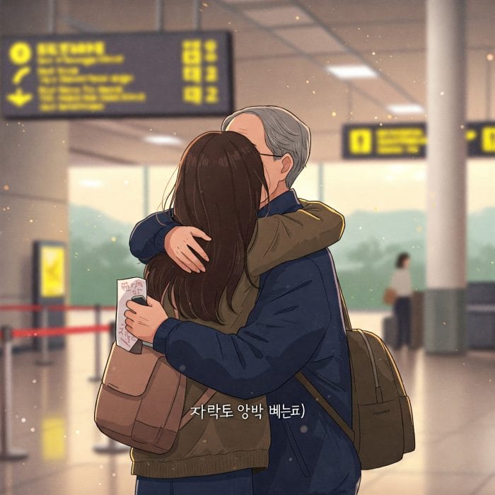 空港で感動的に別れを告げる人々