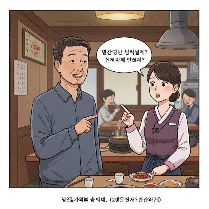 レストランで辛さ調整をお願いする客のイラスト