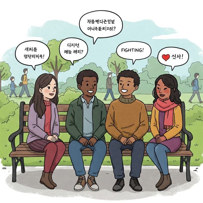 韓国語で会話する人々のイラスト