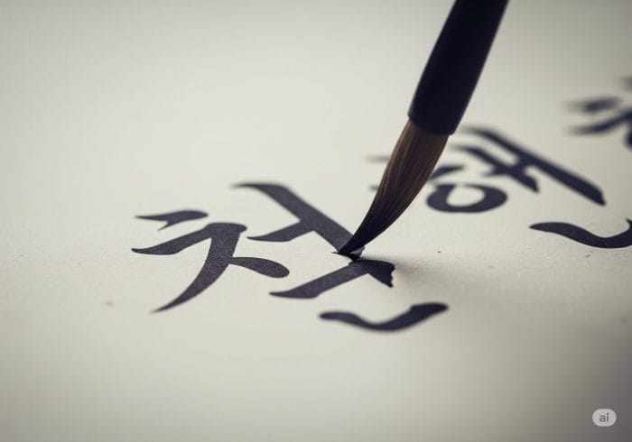 書道家がハングル文字を書いている芸術的な写真