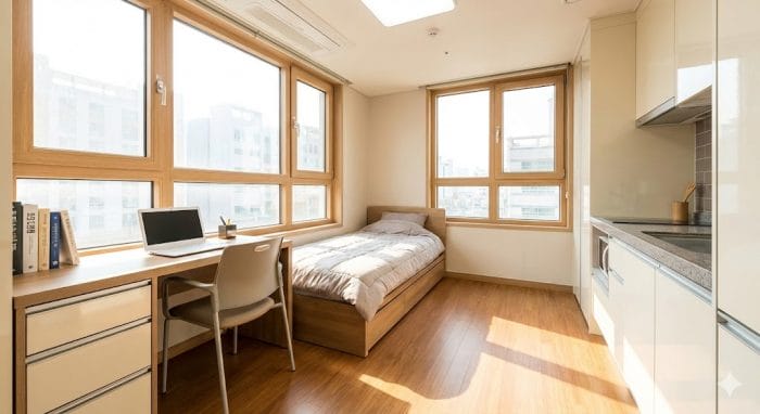 清潔な韓国のワンルーム（オピステル）のインテリア