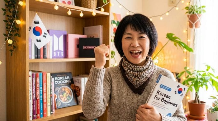 韓国語学習で達成感を感じる女性